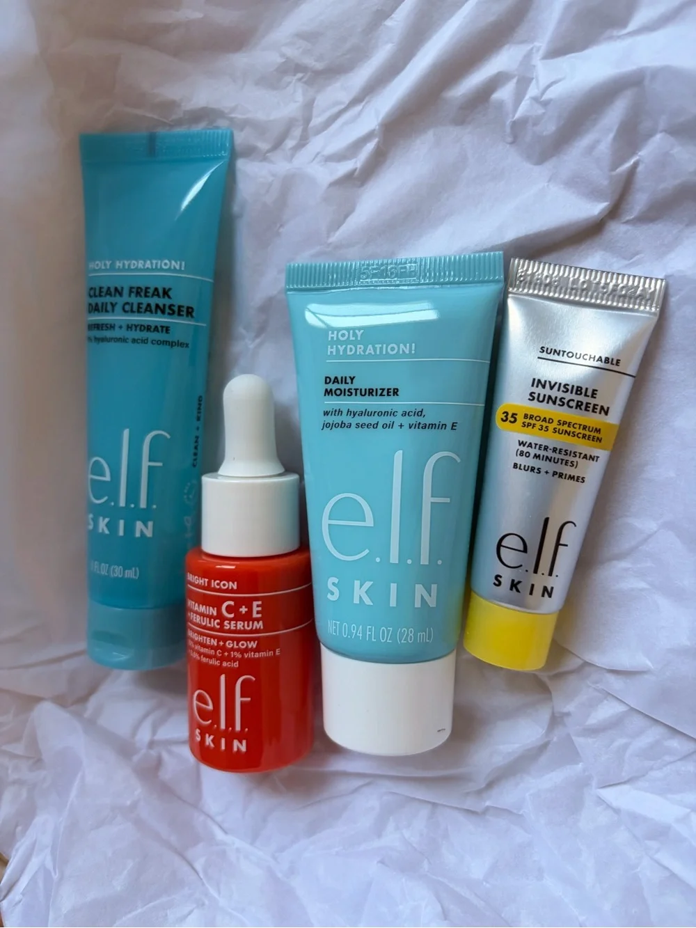 Wake The E.L.F. Up! Skincare Kit - sunscreen, moisturizer, vitamin C & cleanser.